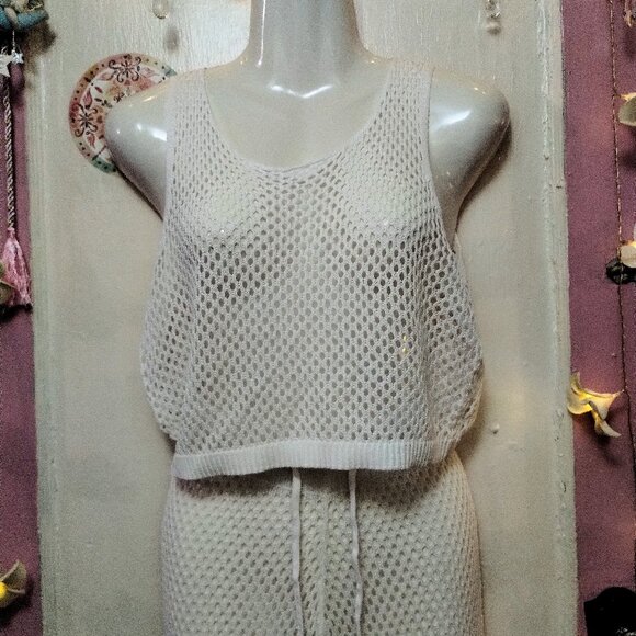 White (S) Loose Mesh Lounge Outfit - Picture 3 of 11